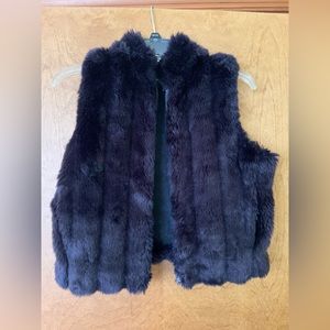 Navy blue ‘fur’ vest